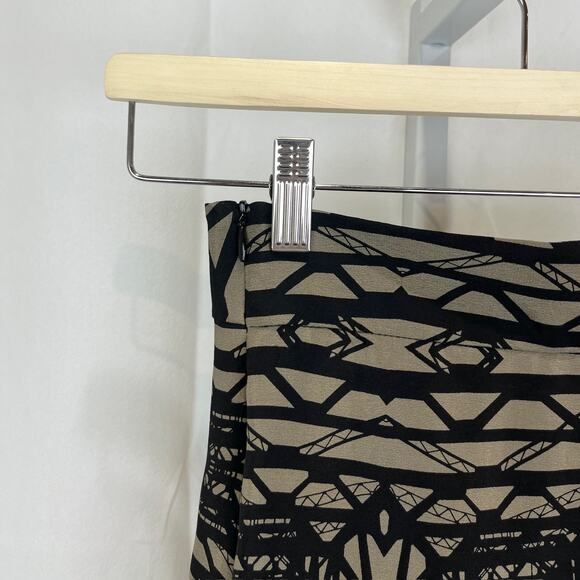 H. FREDRIKSSON Silk Drip Skirt Bridge Print Geometric Midi Brown Black Size XS - Picture 4 of 8